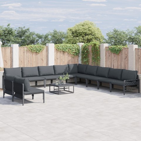 ZESTAW SOF NA OGRÓD 11 PCS ANTRACYTOWY STAL