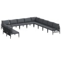 ZESTAW SOF NA OGRÓD 11 PCS ANTRACYTOWY STAL
