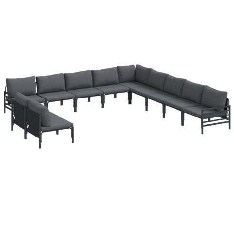 ZESTAW SOF NA OGRÓD 11 PCS ANTRACYTOWY STAL