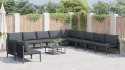 ZESTAW SOF NA OGRÓD 11 PCS ANTRACYTOWY STAL