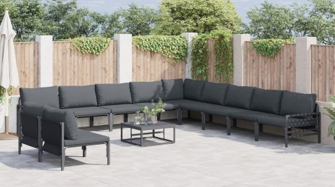 ZESTAW SOF NA OGRÓD 11 PCS ANTRACYTOWY STAL