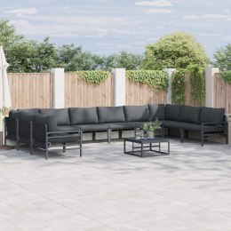 ZESTAW SOF NA OGRÓD 11 PCS ANTRACYTOWY STAL
