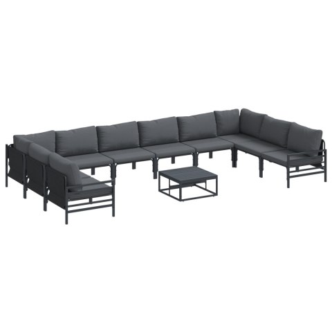 ZESTAW SOF NA OGRÓD 11 PCS ANTRACYTOWY STAL