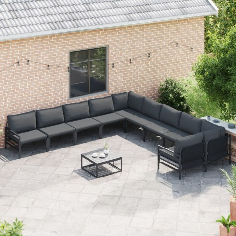 ZESTAW SOF NA OGRÓD 11 PCS ANTRACYTOWY STAL