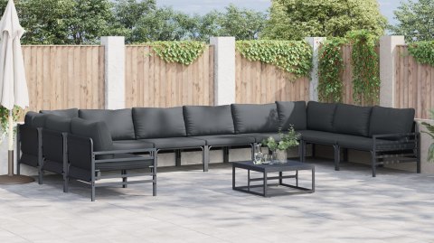 ZESTAW SOF NA OGRÓD 11 PCS ANTRACYTOWY STAL