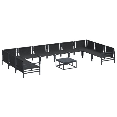 ZESTAW SOF NA OGRÓD 11 PCS ANTRACYTOWY STAL