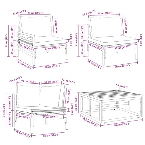 ZESTAW SOF NA OGRÓD 11 PCS ANTRACYTOWY STAL