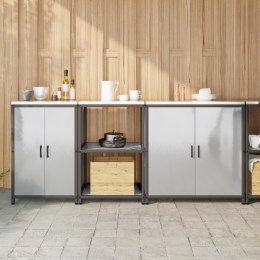 VidaXL Zestaw Przechowywania w Kuchni 3 pcs Srebrny 210 x 50 x 92 cm