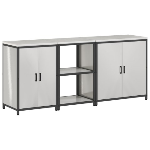 VidaXL Zestaw Przechowywania w Kuchni 3 pcs Srebrny 210 x 50 x 92 cm