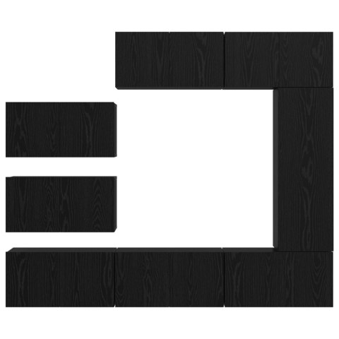 ZESTAW SZAFKI TV Z PÓŁKĄ INNY 8 SZT. DĄB CZARNY 30.5X30X90CM
