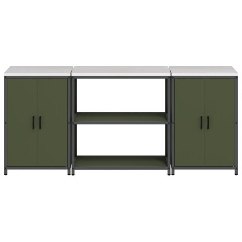 VidaXL Zestaw do przechowywania w kuchni 3 pcs Zielony oliwkowy