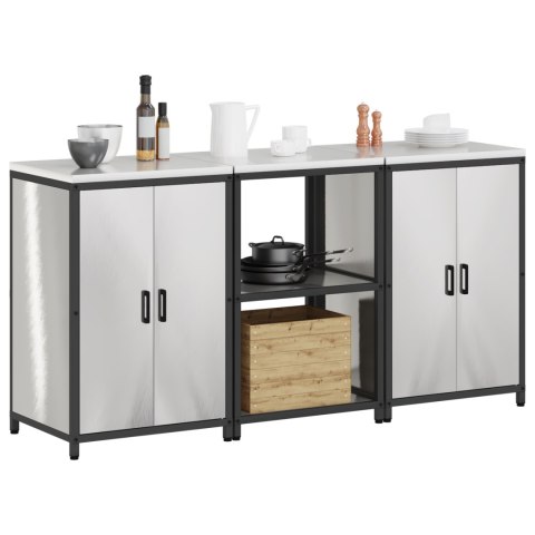 VidaXL Zestaw do przechowywania w kuchni z półką 3 pcs Srebrny