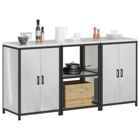 VidaXL Zestaw do przechowywania w kuchni z półką 3 pcs Srebrny