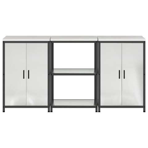 VidaXL Zestaw do przechowywania w kuchni z półką 3 pcs Srebrny