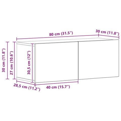 SZAFKA NA TELEWIZOR NA ŚCIANĘ Z PÓŁKĄ 4 SZT. DĄB CZARNY