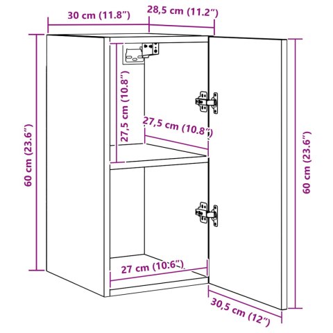 ZESTAW SZAFEK RTV Z PÓŁKĄ 4 PCS CZARNY DĄB 30.5X 30X 60CM