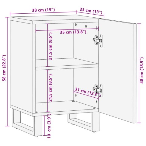 SZAFKA ŁAZIENKOWA Z PÓŁKĄ BRĄZOWY CZARNY 38X 33,5X 58CM
