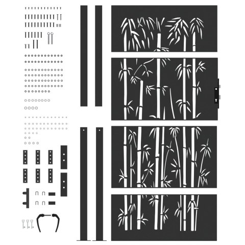 BRAMA OGRODOWA INNY CZARNY 105X 200CM STAL MALOWANA PROSZKOWO