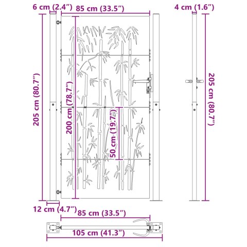 BRAMA OGRODOWA INNY CZARNY 105X 200CM STAL MALOWANA PROSZKOWO