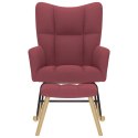 FOTEL BUJANY Z PODNÓŻKIEM WINNA CZERWIEŃ TKANINĄ
