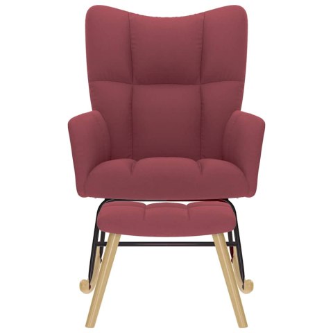FOTEL BUJANY Z PODNÓŻKIEM WINNA CZERWIEŃ TKANINĄ