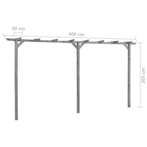 PERGOLA OGRODOWA SZARA 400X40X205CM IMPREGNOWANA SOSNA