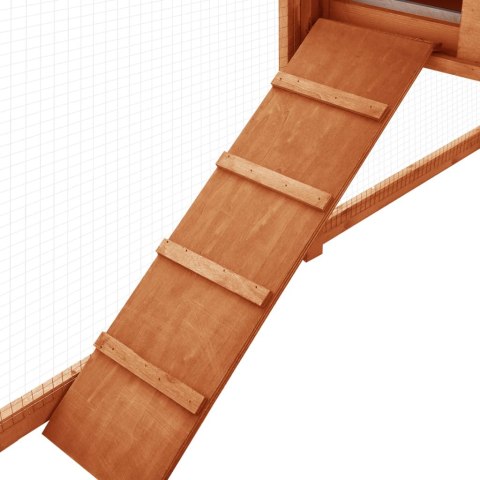 KLATKA DLA KRÓLIKA Z WYBIEGIEM BRĄZOWA DREWNO JODŁOWE