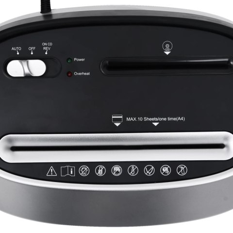 NISZCZARKA DO PAPIERU NA 10 ARKUSZY CIĘCIE W ŚCINKI CZARNA