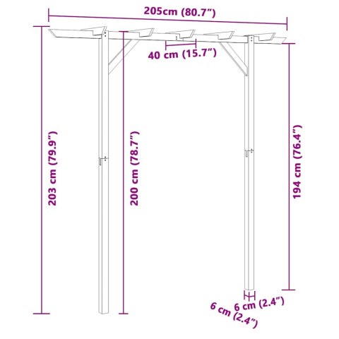 PERGOLA OGRODOWA 205X 40X 203CM DREWNO