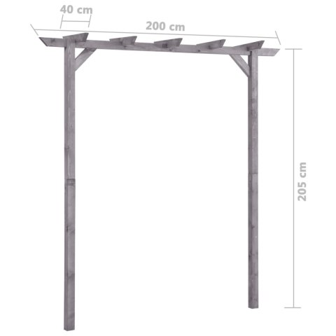 PERGOLA OGRODOWA SZARA 200X40X205CM IMPREGNOWANA SOSNA