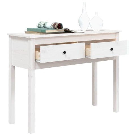STOLIK KONSOLOWY BIAŁY 100X35X75CM LITE DREWNO SOSNOWE