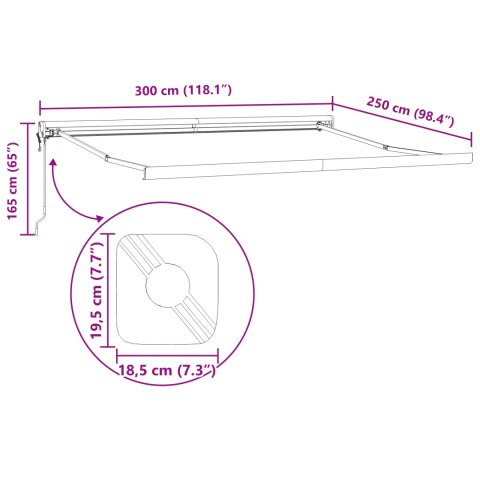 AUTOMATYCZNA CHOWANA MARKIZA CZARNA 300X250CM