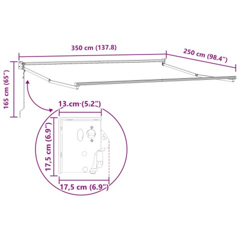 AUTOMATYCZNA CHOWANA MARKIZA CZERWONA 350X250CM