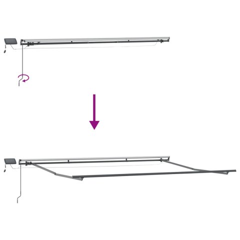 RĘCZNA MARKIZA CHOWANA Z LED BIAŁA 450X300CM