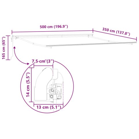AUTOMATYCZNA CHOWANA MARKIZA POMARAŃCZ/BRĄZ 500X350CM