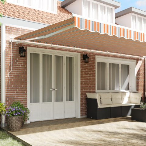 AUTOMATYCZNA MARKIZA CHOWANA Z WIELOKOLOROWYMI PASKAMI 600X300CM