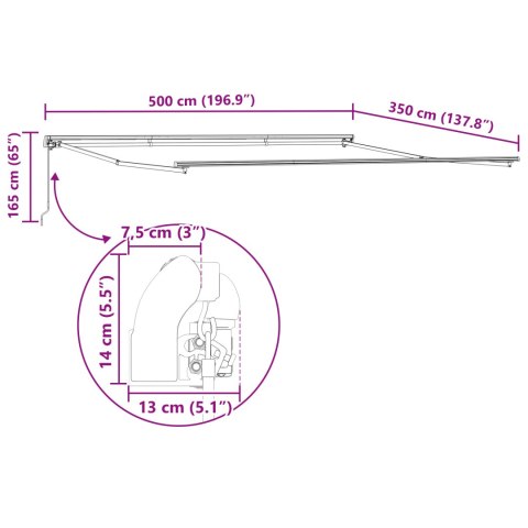 MANUALNA MARKIZA CHOWANA PASIASTA 500X350CM