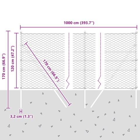 ZIELONY PŁOT SZEŚCIOKĄTNY 1.2X10M STALOWY