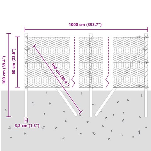 PŁOT HEKSAGONALNY SZARY 0,6X10M STAL