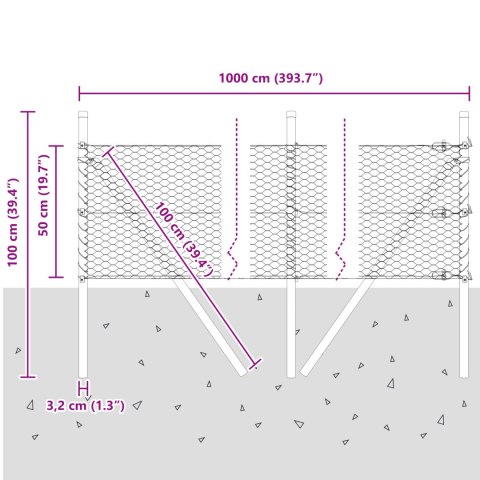PŁOT SZEŚCIOKĄTNY SZARY 0.5X10M STAL