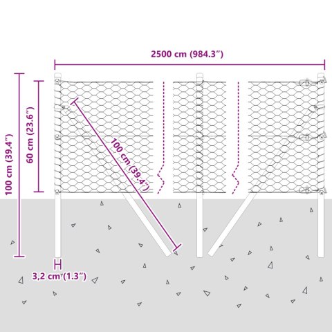 PŁOT SZEŚCIOKĄTNY ZIELONY 0.6X25M STAL