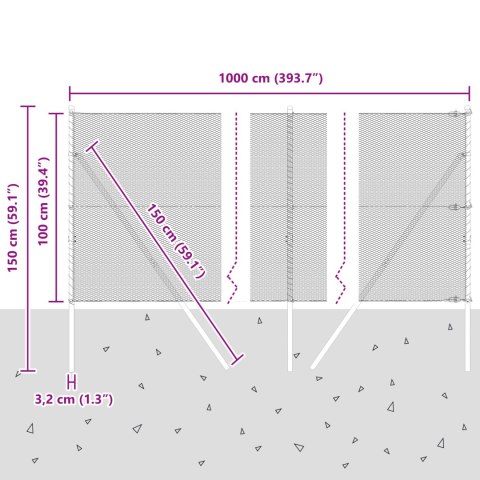 HEXAGON FENCE SZARY 1X10M STAL