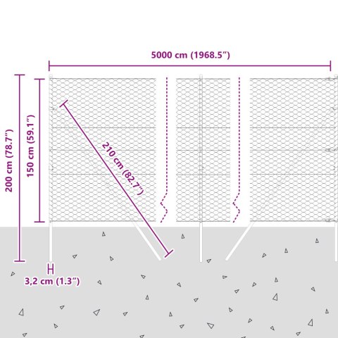 PŁOT HEKSAGONALNY 1,5X50M ZE STALI OCYNKOWANEJ