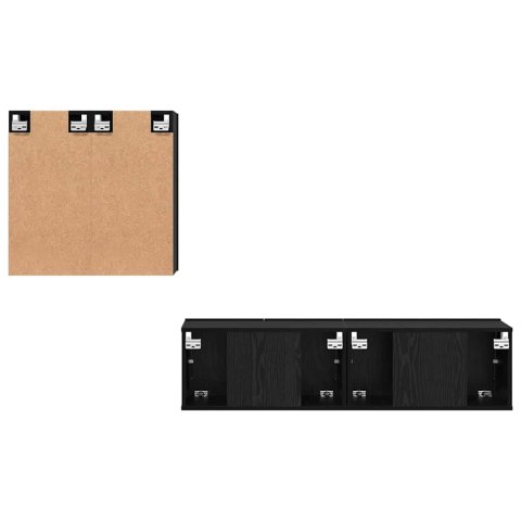 ZESTAW SZAFKI RTV Z PÓŁKĄ 4 SZT. DĄB CZARNY 120X30X30CM