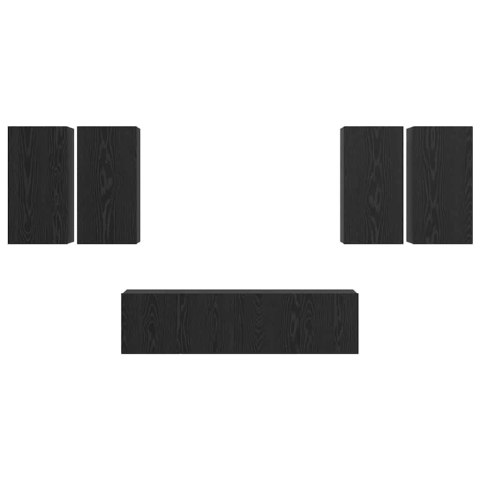 ZESTAW SZAFEK RTV Z PÓŁKĄ 6 PCS DĄB CZARNY 60X 30X 30CM