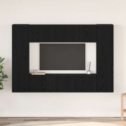 ZESTAW SZAFEK RTV Z PÓŁKĄ 8 PCS DĄB CZARNY 181X 30X 120CM