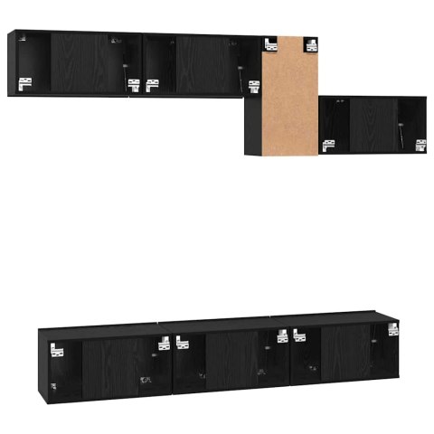 ZESTAW SZAFEK RTV Z PÓŁKĄ INNY 7 PCS DĄB CZARNY 60X 30X 30CM