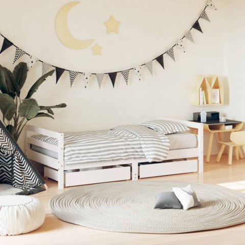 RAMA ŁÓŻKA DZIECIĘCEGO Z SZUFLADAMI BIAŁA 80X160CM SOSNA