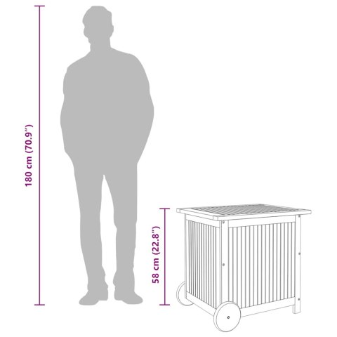 OGRODOWY POJEMNIK NA KÓŁKACH 60X50X58CM DREWNO AKACJOWE