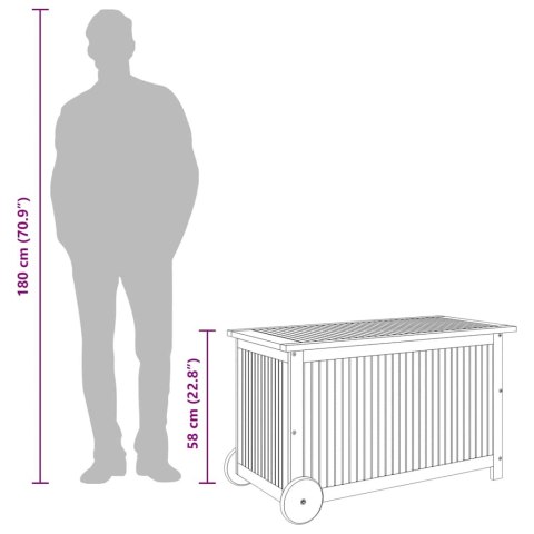 OGRODOWY POJEMNIK NA KÓŁKACH 90X50X58CM DREWNO AKACJOWE